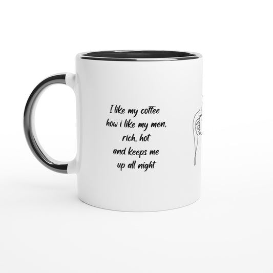 White 11oz Ceramic Mug with Colour Inside - I Like My Coffee Like...
